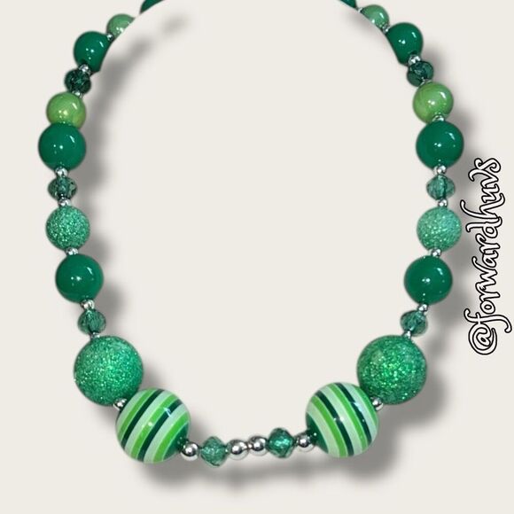 Bundle Sale 3 for $15 | 16-Inch Green Bead Necklace - Silver Spacers - Picture 4 of 8